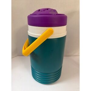 Igloo Retro Collection 1/2 Half Gallon Water Jug Cooler Teal White Purple EIC